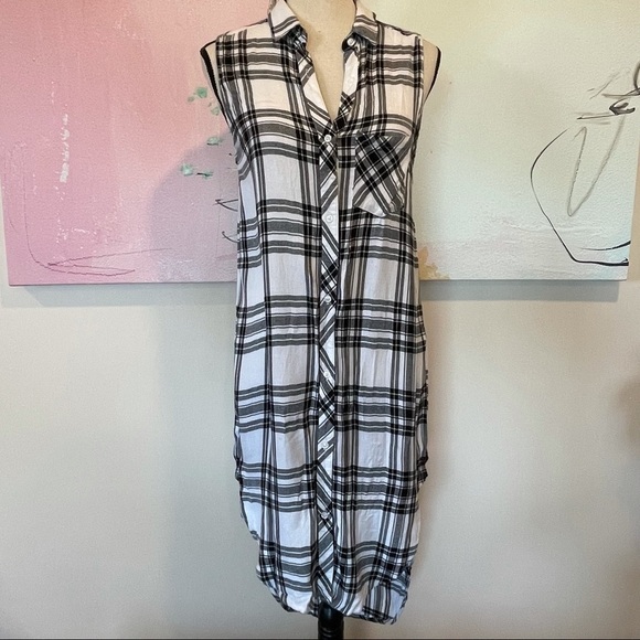 Rails Jordyn Slit Tunic Shirt Plaid Long Length - Picture 2 of 9
